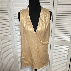 White House Black Market Gold Sleeveless Blouse